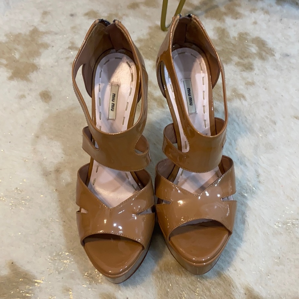 Miu Miu Leather Strap Sandals with Heels | Size 37